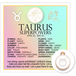 Zodiac Superpowers Mini Card & Charm By Warm Human - Taurus