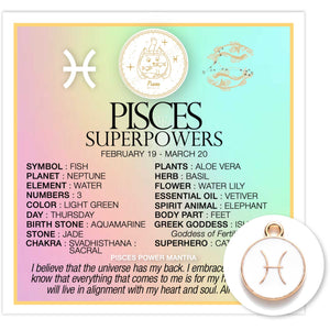 Zodiac Superpowers Mini Card & Charm By Warm Human - Pisces