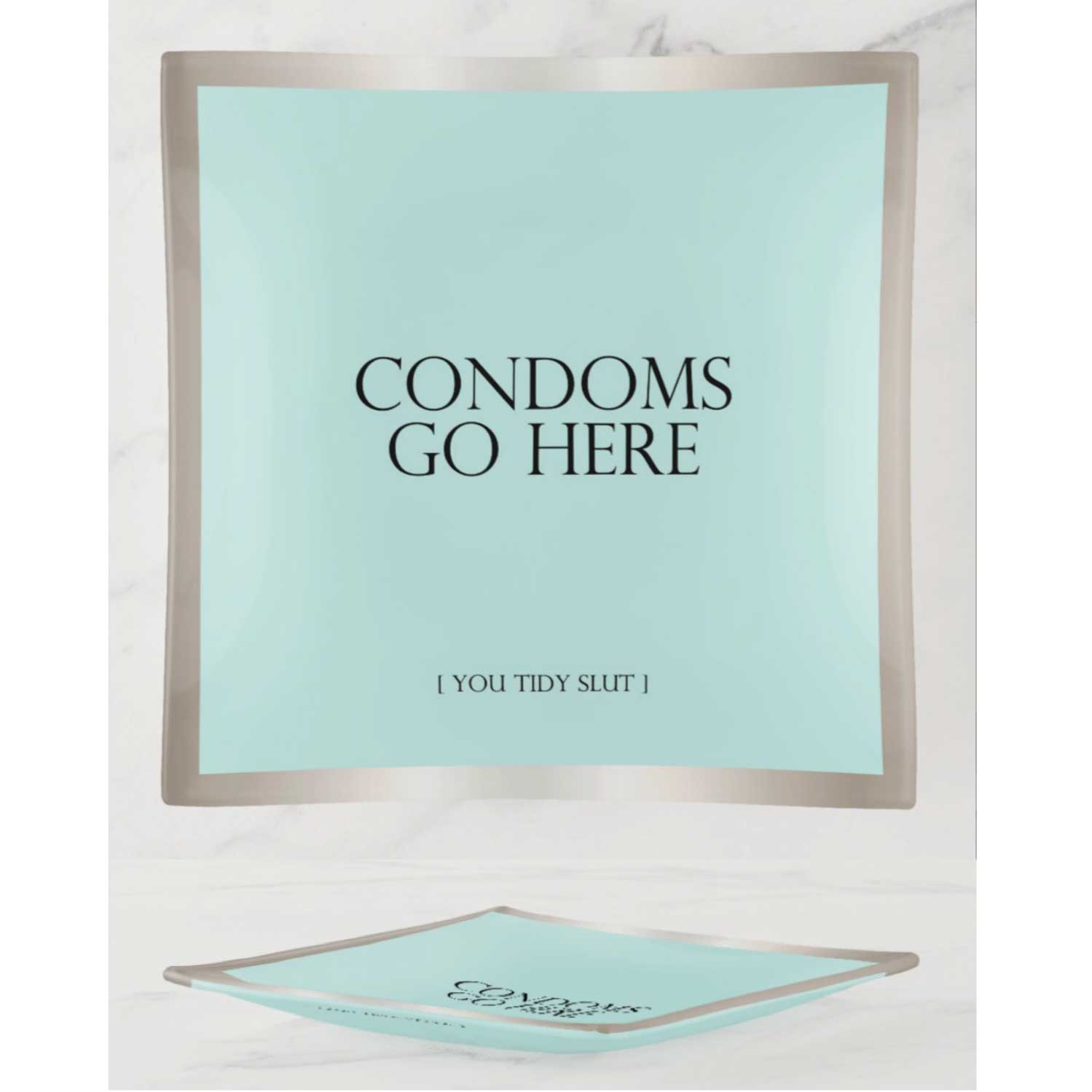 Condoms Go Here Glass Trinket Tray By Warm Human