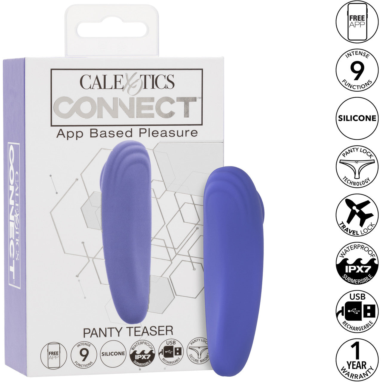 Connect Panty Teaser Rechargeable Waterproof Silicone App Enabled Magnetic Panty Vibrator By CalExotics