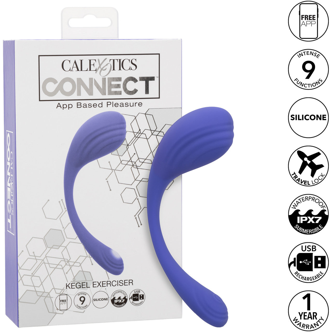 Connect Kegel Exerciser Rechargeable Waterproof Silicone App Enabled Vibrator By CalExotics