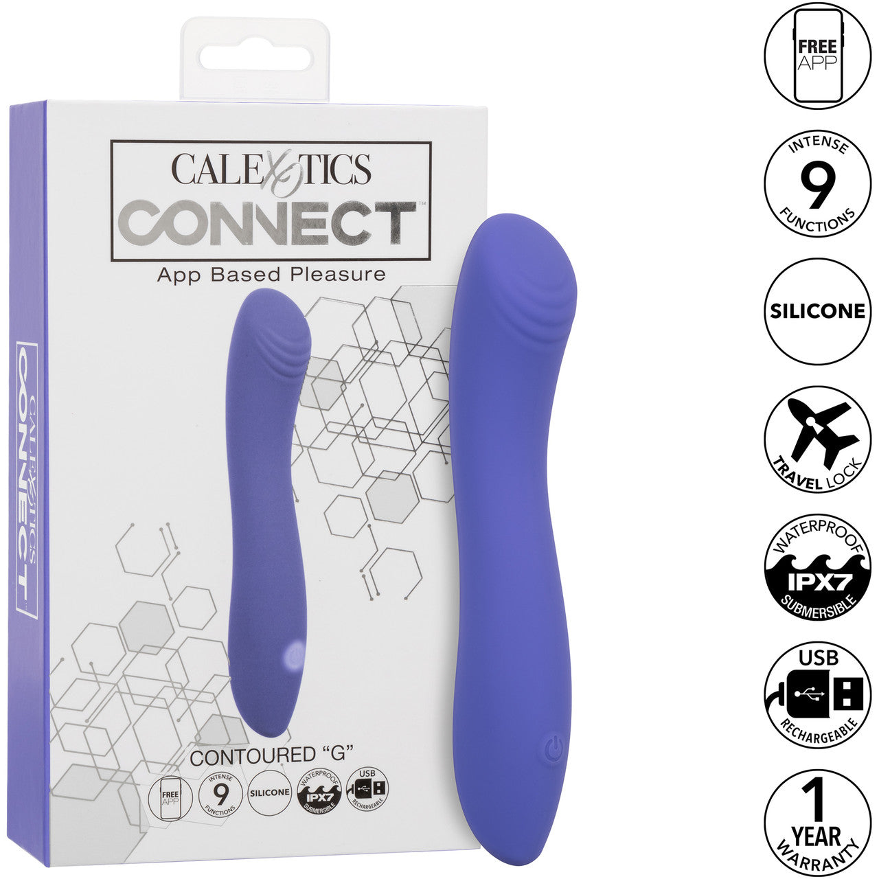 Connect Contoured "G" Rechargeable Silicone App Enabled G-Spot Vibrator By CalExotics