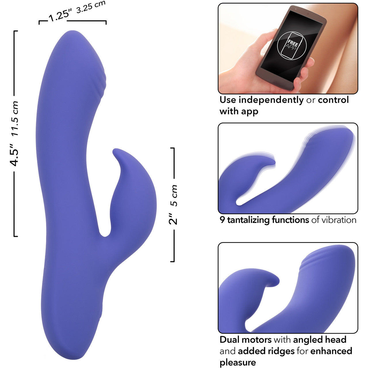 Connect Dual Stimulator Rechargeable Silicone App Enabled Rabbit Vibrator By CalExotics Connect Dual Stimulator Rechargeable Silicone App Enabled Rabbit Vibrator By CalExotics