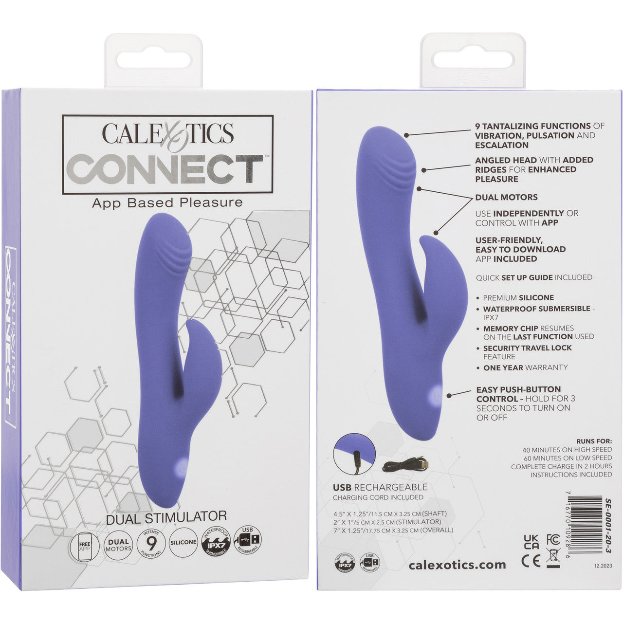 Connect Dual Stimulator Rechargeable Silicone App Enabled Rabbit Vibrator By CalExotics