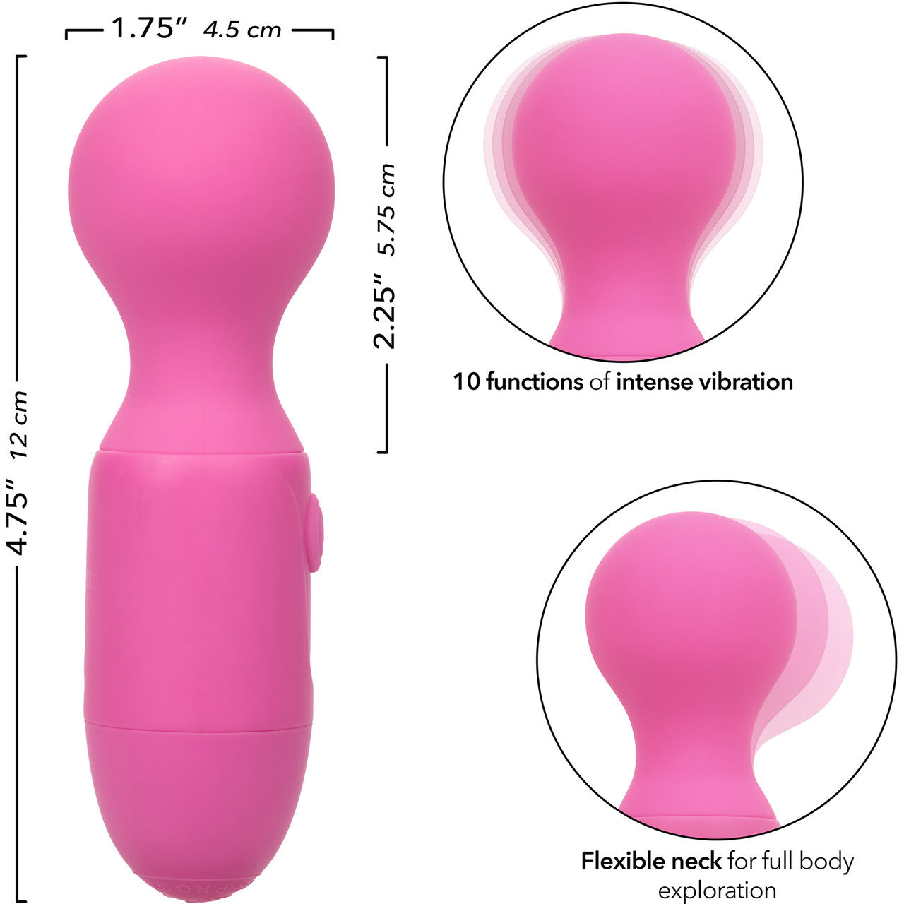 First Time Rechargeable Massager Waterproof Silicone Mini Wand Vibrator By CalExotics - Pink