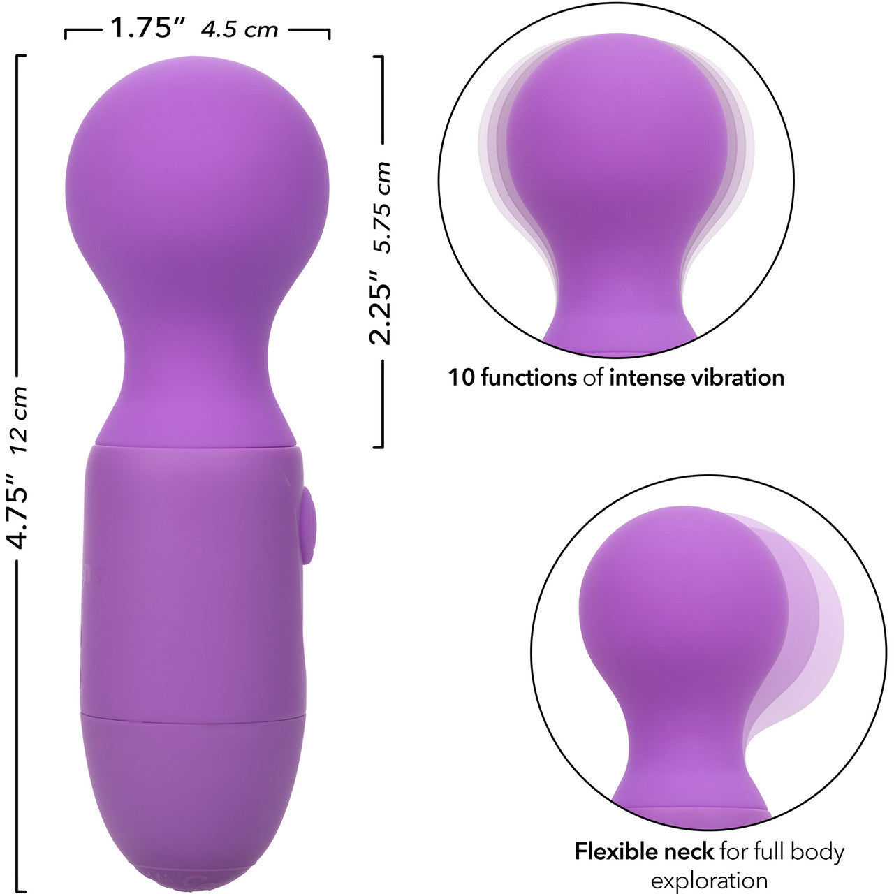 First Time Rechargeable Massager Waterproof Silicone Mini Wand Vibrator By CalExotics - Purple