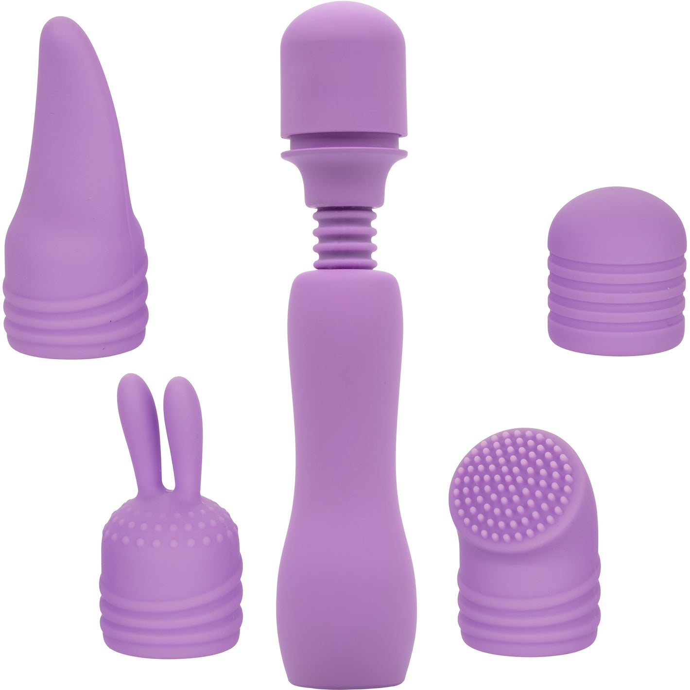 First Time® Rechargeable Travel Teaser Kit Silicone Mini Wand With 4 Attachments