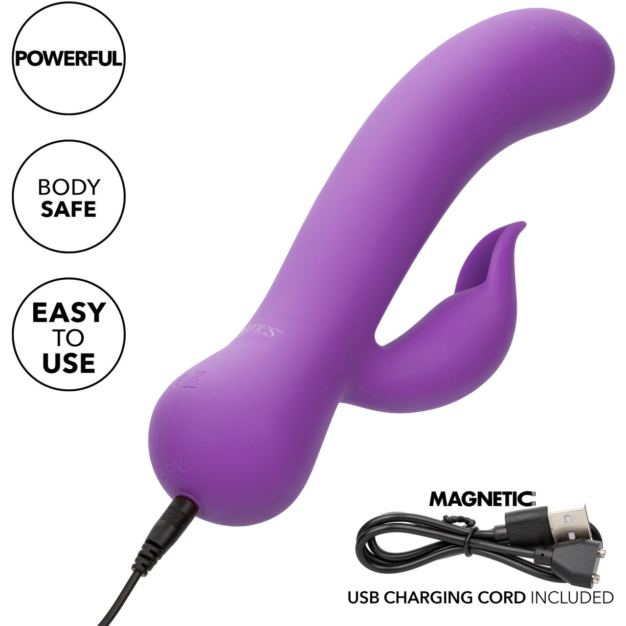 First Time Rechargeable Pleaser Waterproof Silicone Dual Stimulation Vibrator By CalExotics - Purple