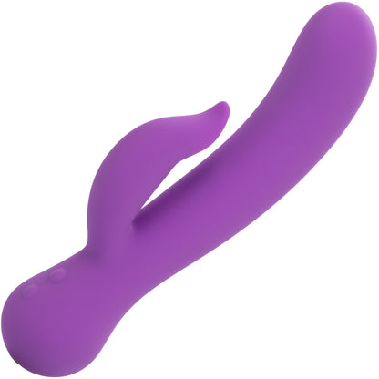 First Time Rechargeable Pleaser Waterproof Silicone Dual Stimulation Vibrator By CalExotics - Purple