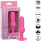 First Time Vibrating Beaded Probe Rechargeable Waterproof Silicone Butt Plug By CalExotics - Pink