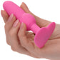 First Time Vibrating Beaded Probe Rechargeable Waterproof Silicone Butt Plug By CalExotics - Pink