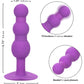 First Time Triple Beaded Probe Rechargeable Silicone Vibrating Butt Plug By CalExotics - Purple