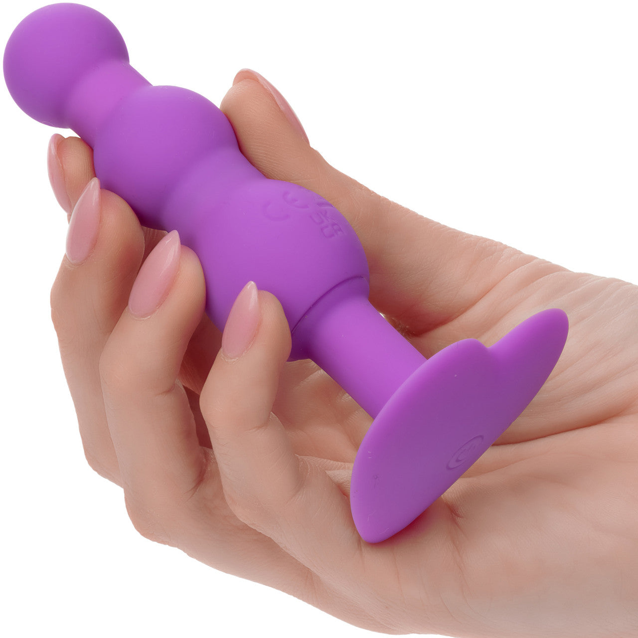 First Time Triple Beaded Probe Rechargeable Silicone Vibrating Butt Plug By CalExotics - Purple