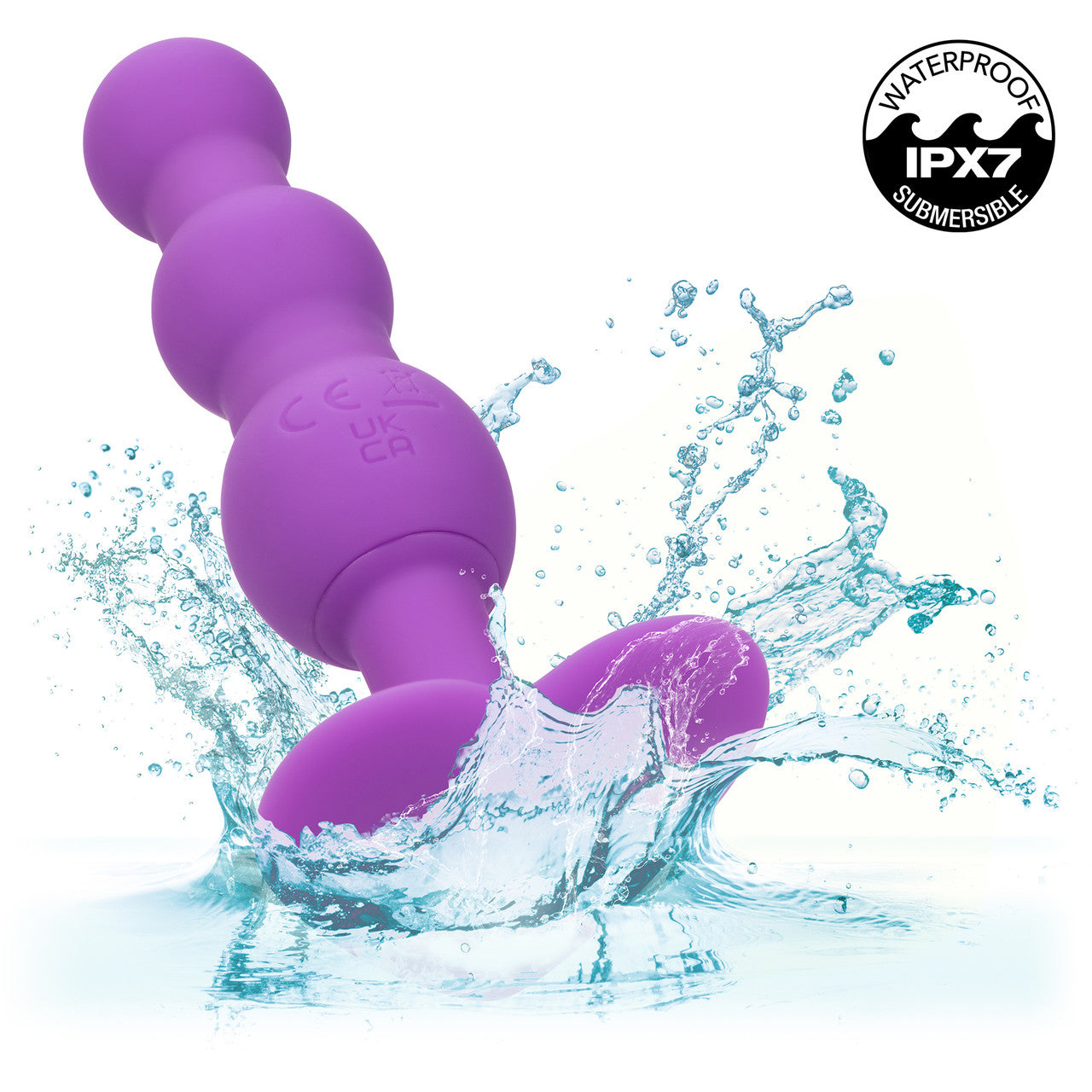 First Time Triple Beaded Probe Rechargeable Silicone Vibrating Butt Plug By CalExotics - Purple