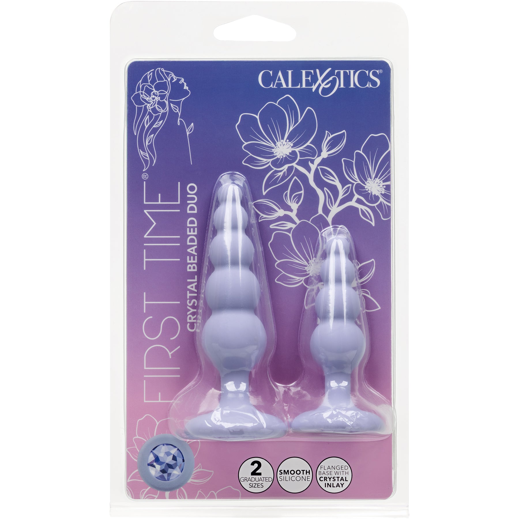 First Time® Crystal Beaded Duo Silicone Anal Probe 2 Piece Set