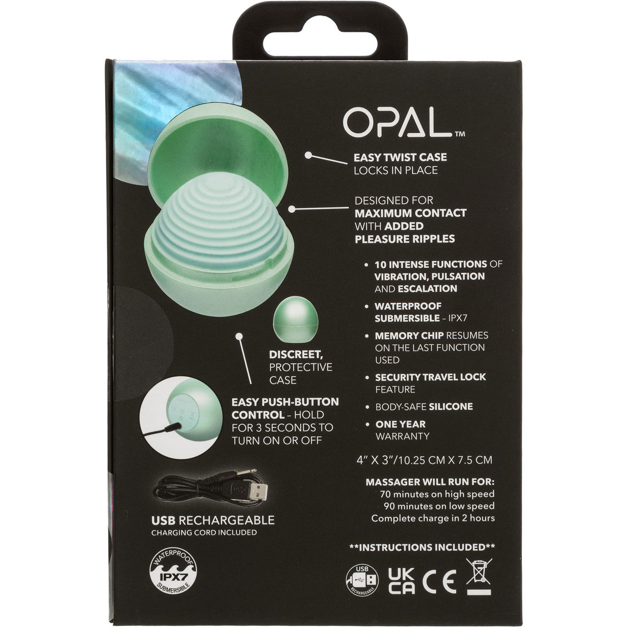 Opal Ripple Massager Rechargeable Waterproof Silicone Vibrator By CalExotics - Green