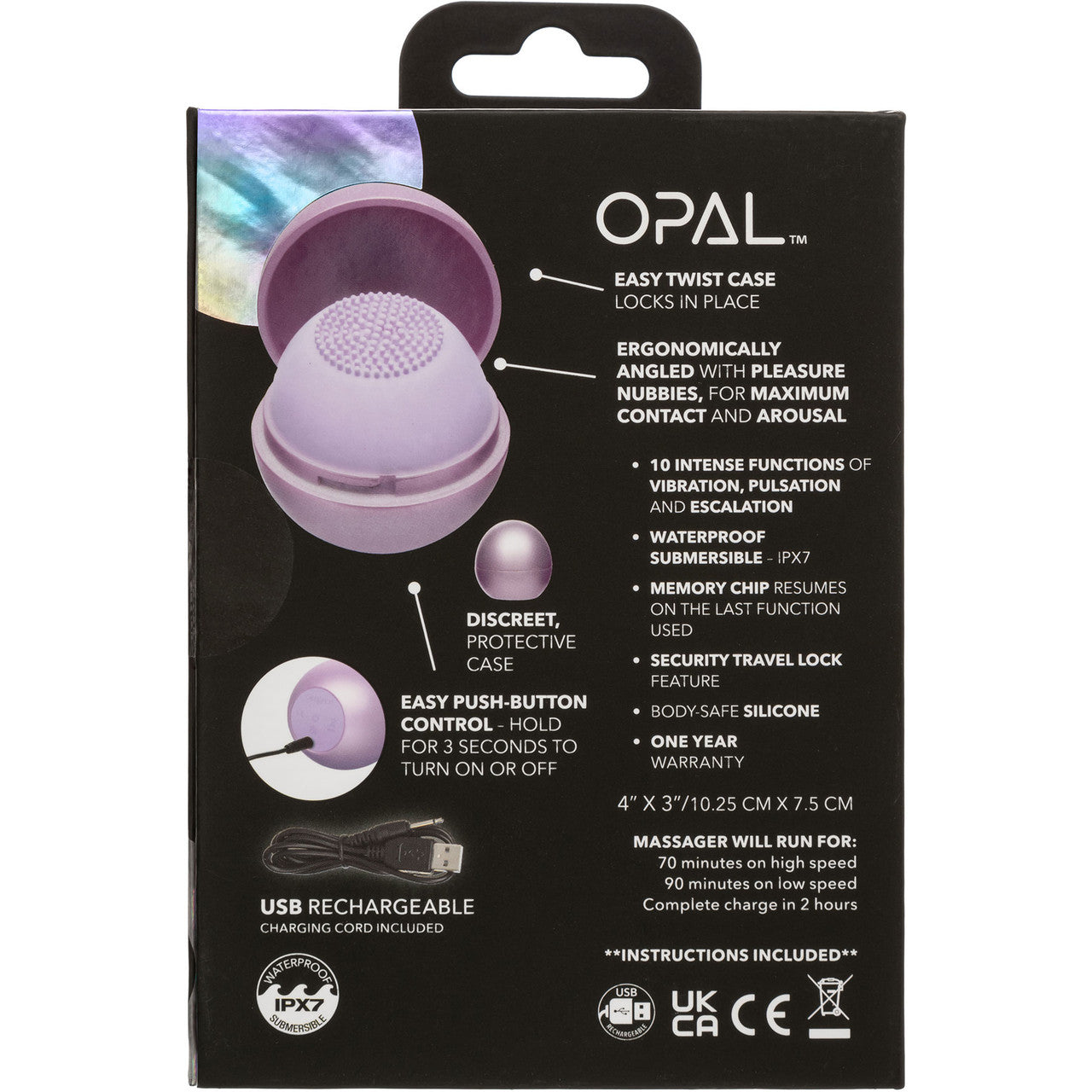 Opal Tickler Massager Rechargeable Waterproof Silicone Vibrator By CalExotics - Purple