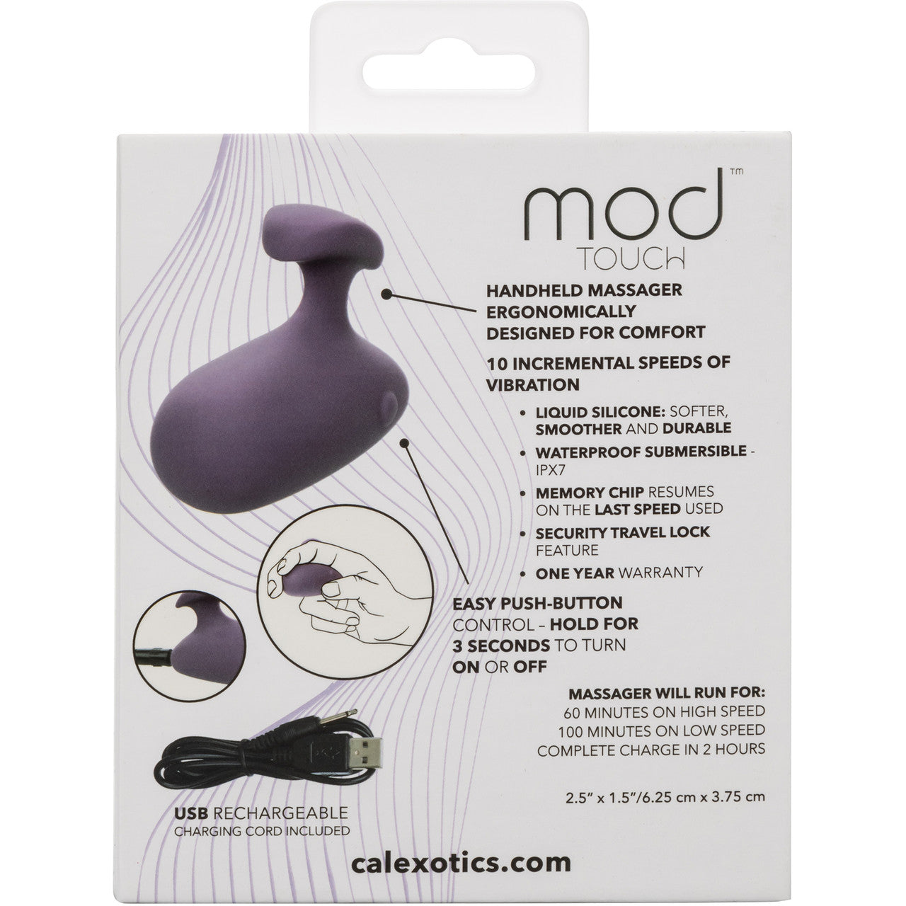 Mod Touch Rechargeable Waterproof Silicone Clitoral Stimulator By CalExotics - Purple