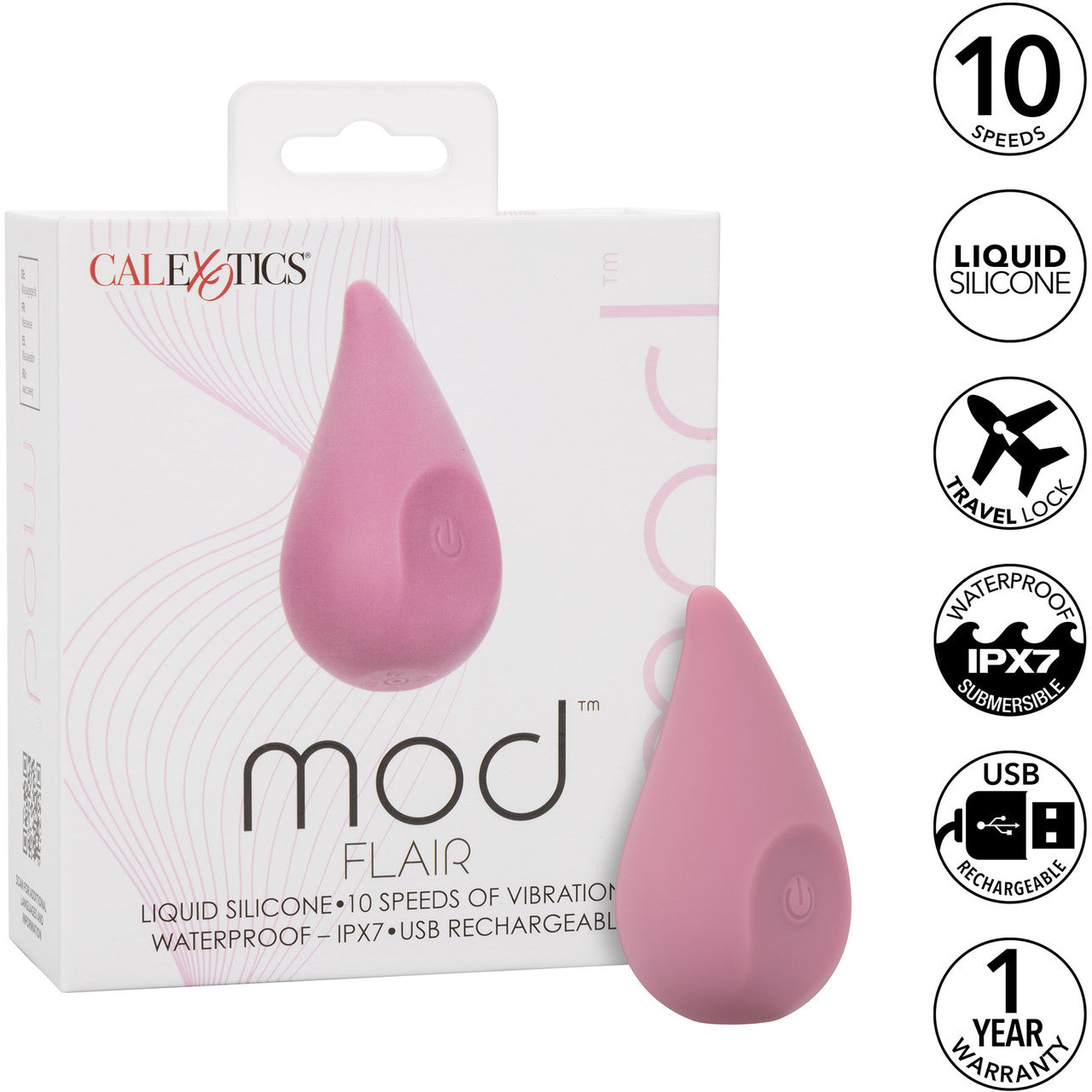 Mod Flair Rechargeable Waterproof Silicone Clitoral Stimulator By CalExotics - Pink