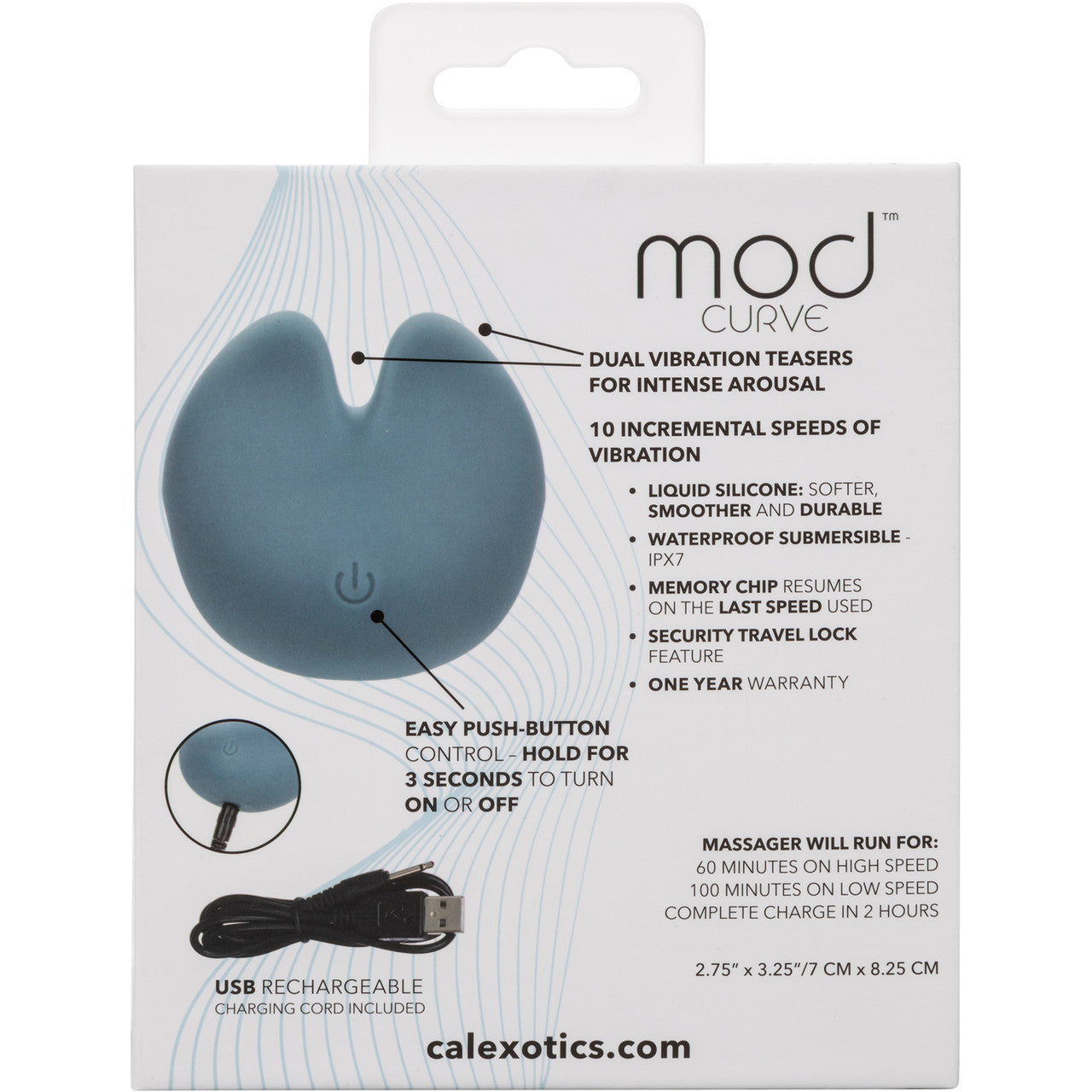 Mod Curve Rechargeable Waterproof Silicone Clitoral Stimulator By CalExotics - Blue