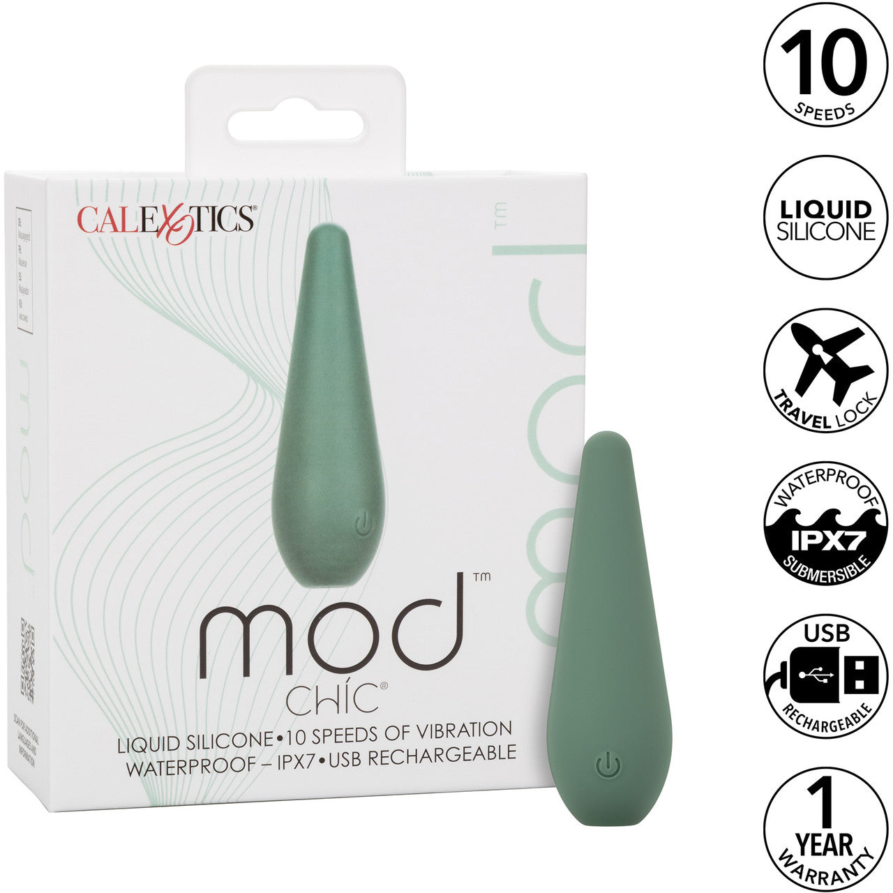 Mod Chic Rechargeable Waterproof Silicone Clitoral Stimulator By CalExotics - Green