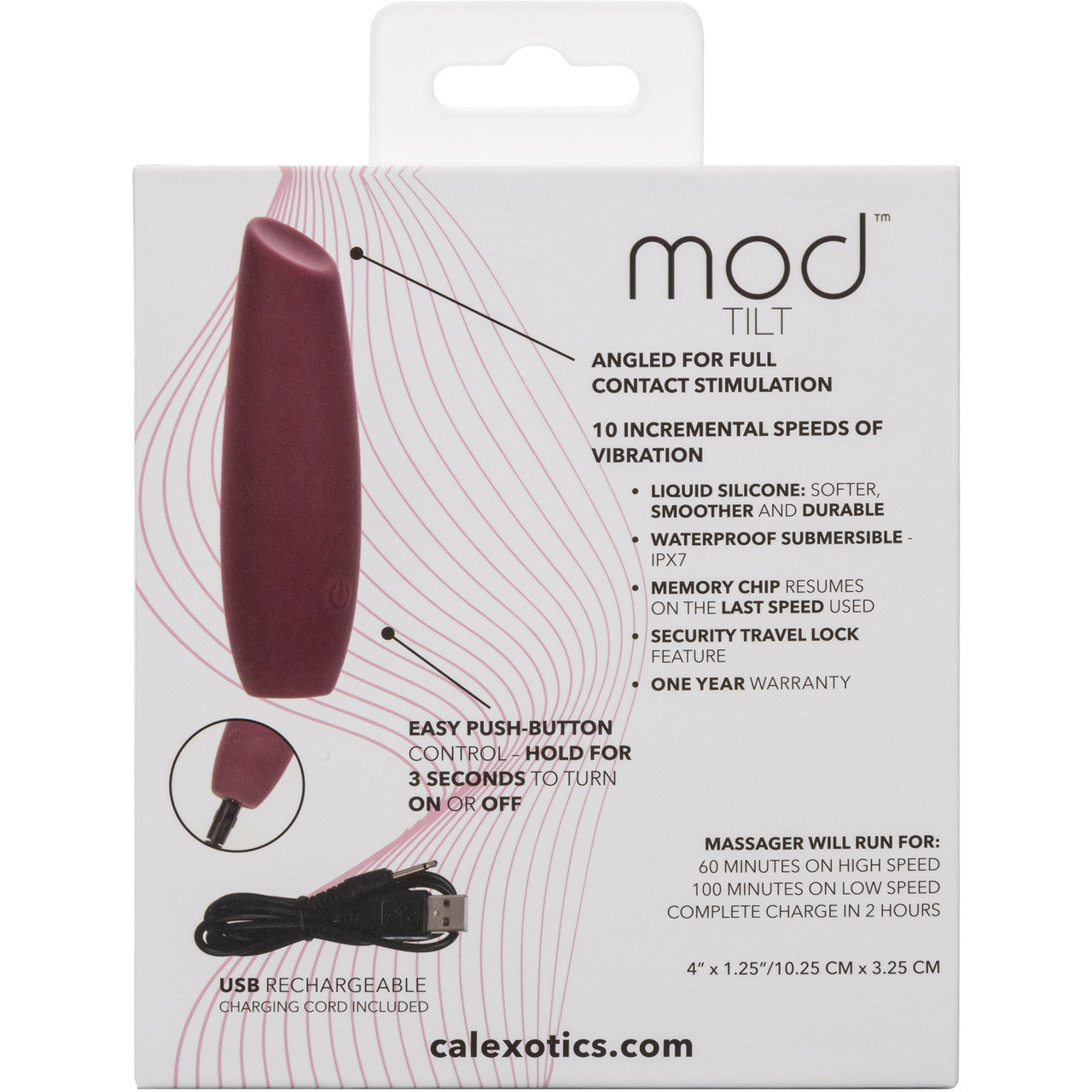 Mod Tilt Rechargeable Waterproof Silicone Clitoral Stimulator By CalExotics - Pink