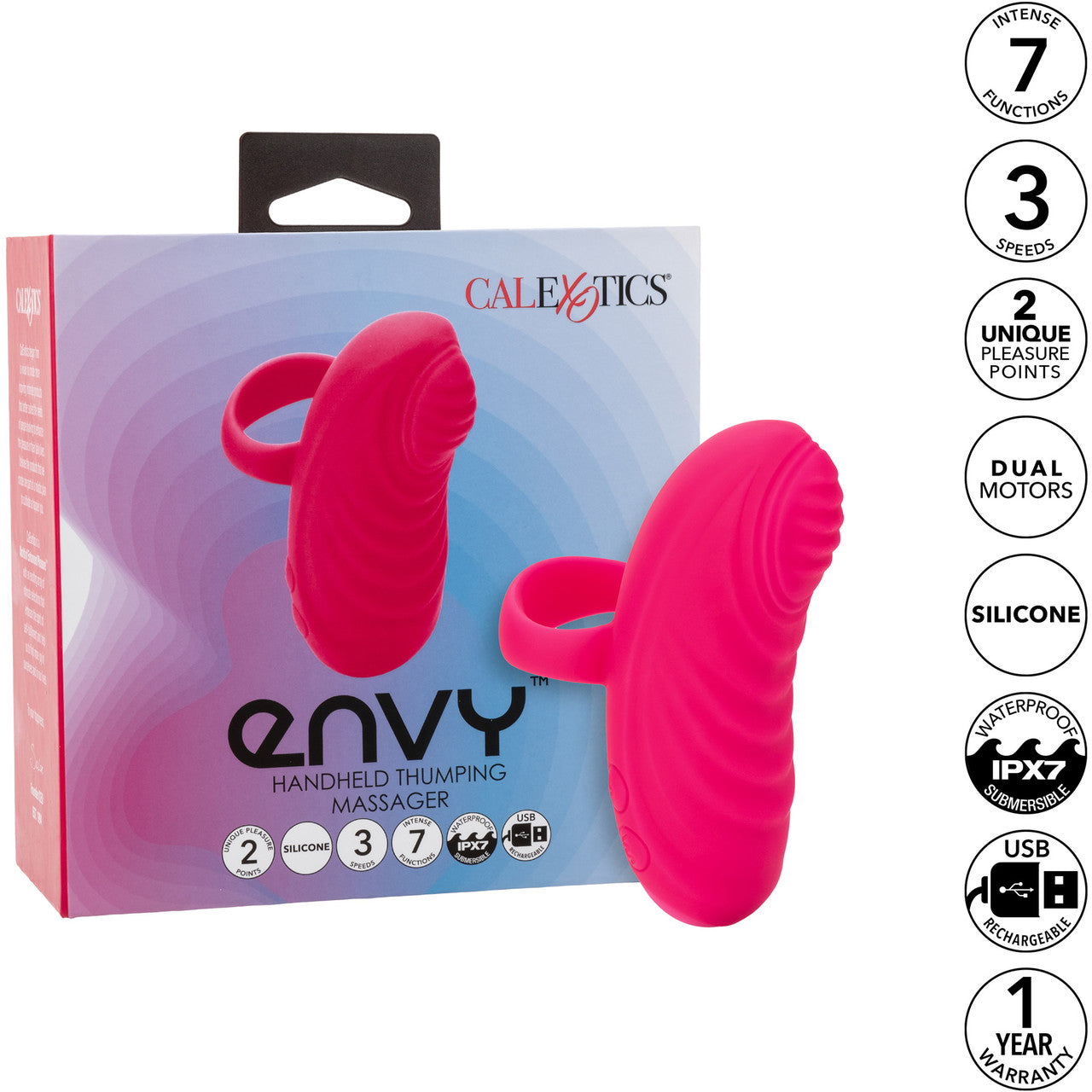 Envy Handheld Thumping Massager Rechargeable Silicone Waterproof Finger Vibrator By CalExotics