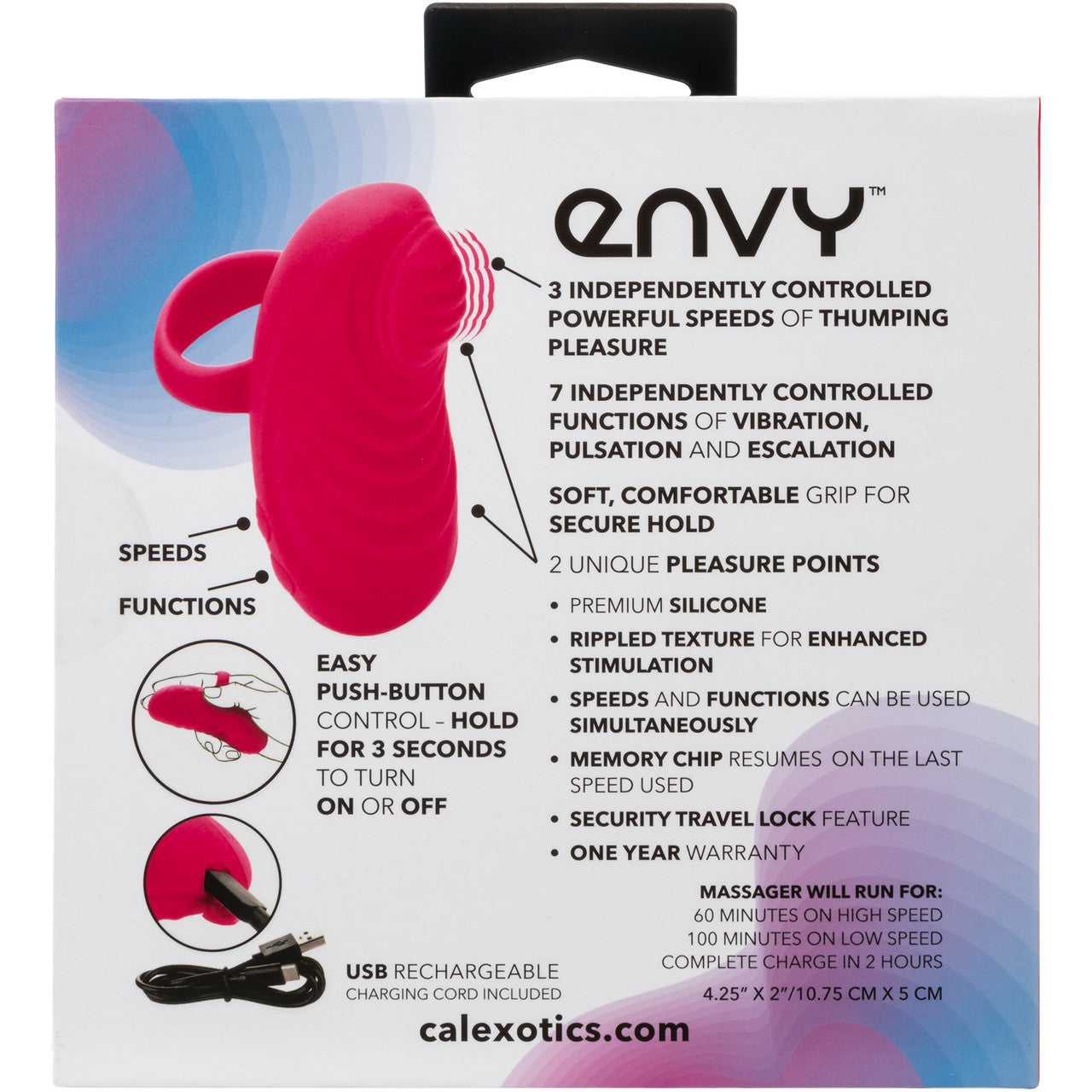 Envy Handheld Thumping Massager Rechargeable Silicone Waterproof Finger Vibrator By CalExotics