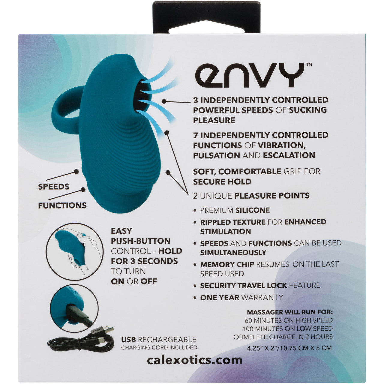 Envy Handheld Suction Massager Rechargeable Silicone Finger Vibrator By CalExotics