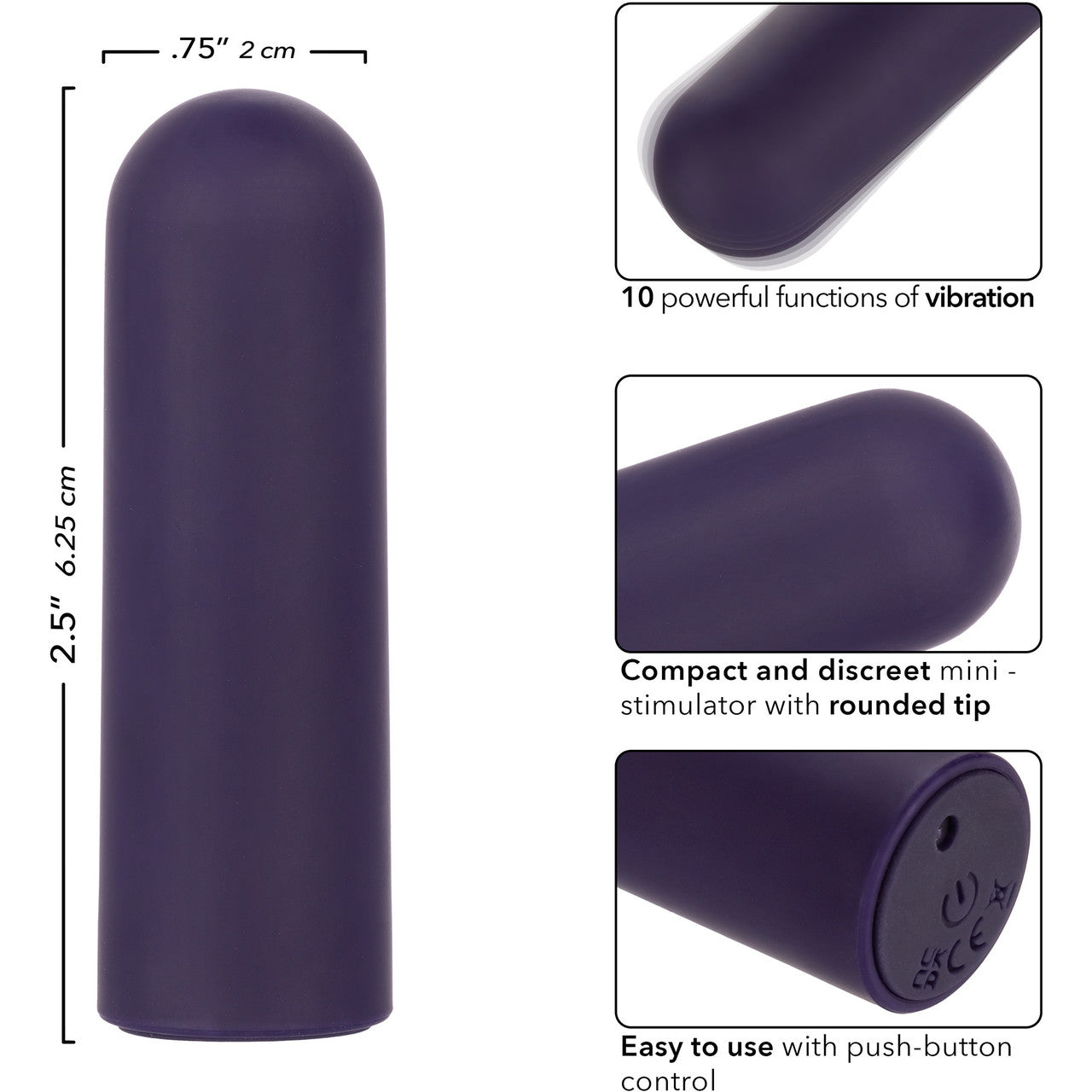 Turbo Buzz Rounded Mini Bullet Vibrator By - Purple Turbo Buzz Rounded Mini Bullet Vibrator By - Purple