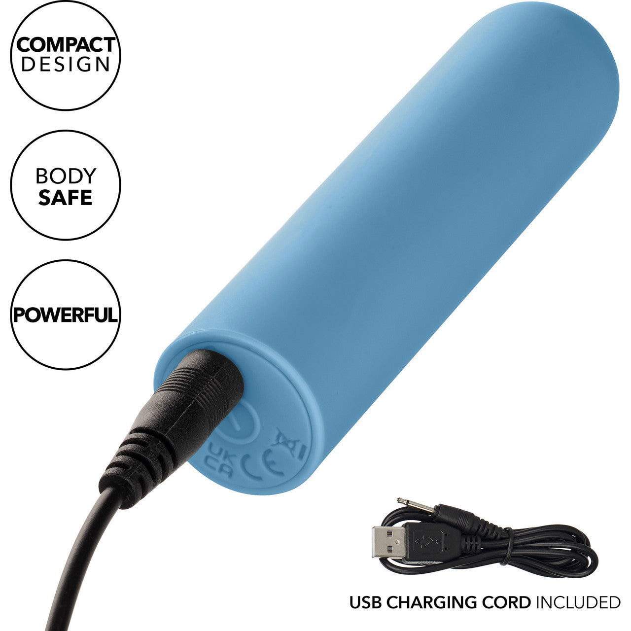 Turbo Buzz Rounded Bullet Rechargeable Waterproof Vibrator By CalExotics - Blue