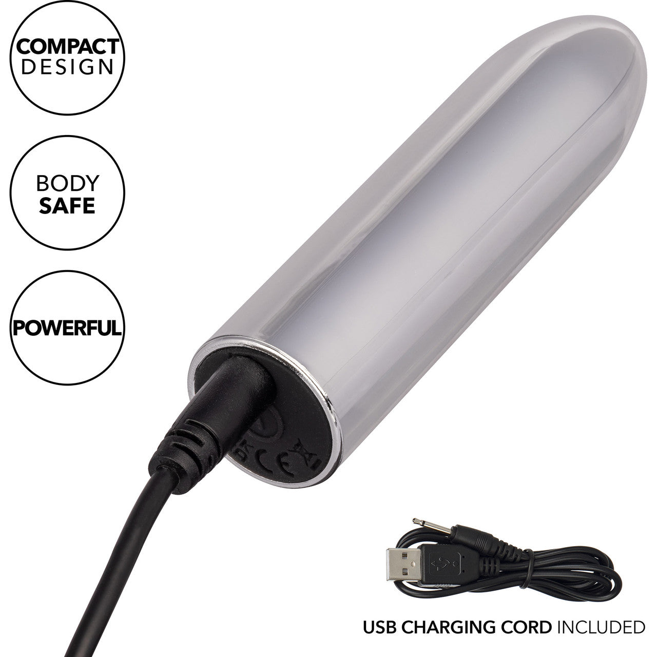 Turbo Buzz Classic Mini Bullet Rechargeable Waterproof Vibrator By CalExotics - Silver