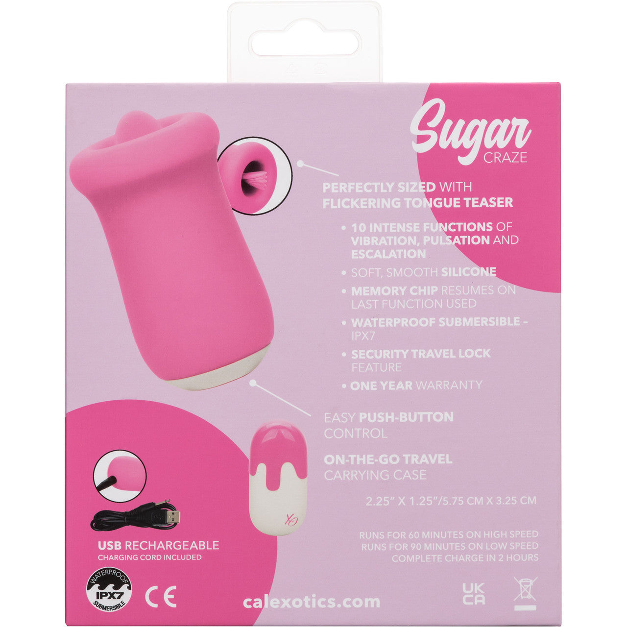 Sugar Craze Rechargeable Waterproof Silicone Flickering Clitoral Stimulator By CalExotics - Pink