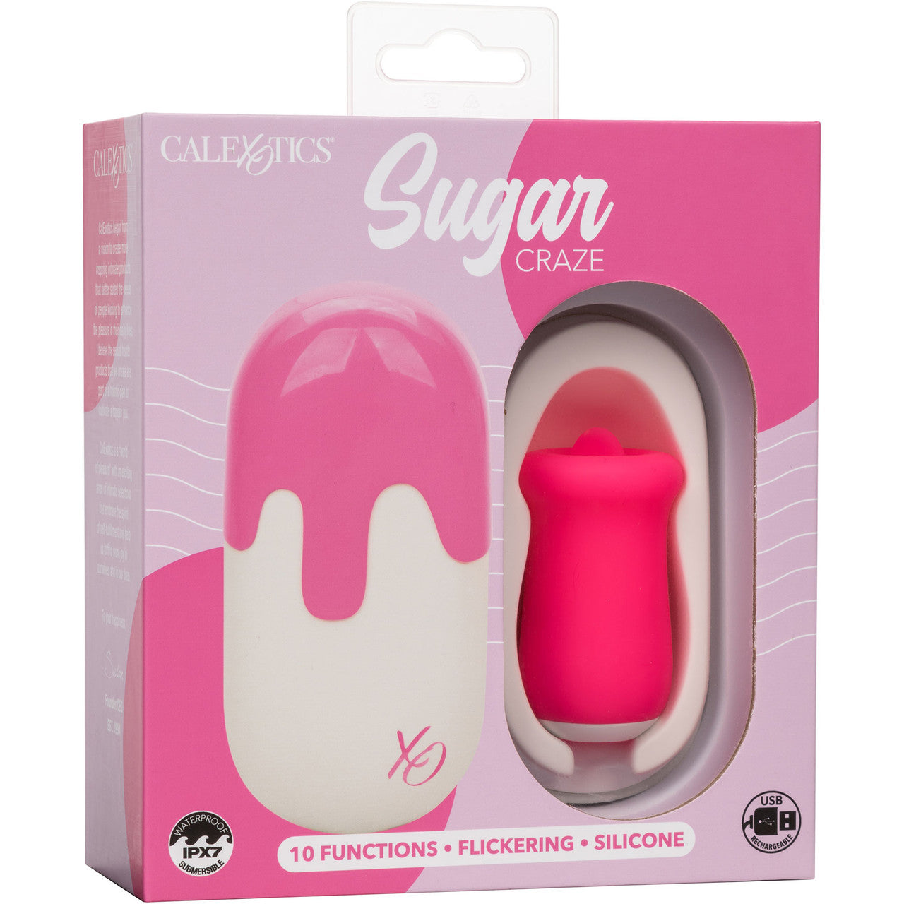 Sugar Craze Rechargeable Waterproof Silicone Flickering Clitoral Stimulator By CalExotics - Pink