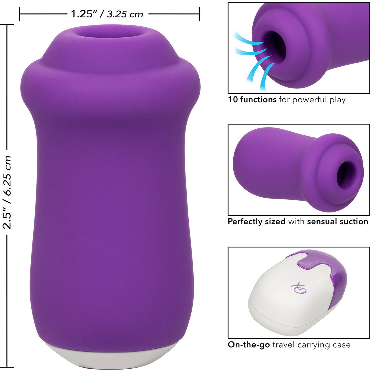 Sugar Rush Silicone Pressure Wave Clitoral Suction Stimulator With Vibration By CalExotics - Purple