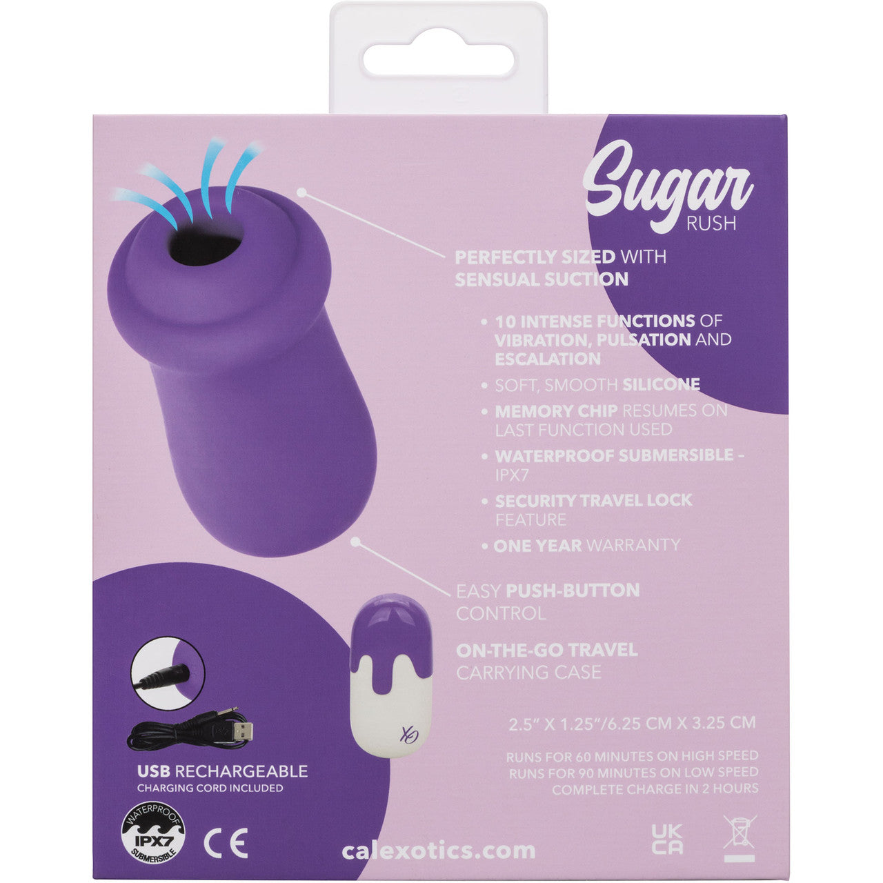 Sugar Rush Silicone Pressure Wave Clitoral Suction Stimulator With Vibration By CalExotics - Purple