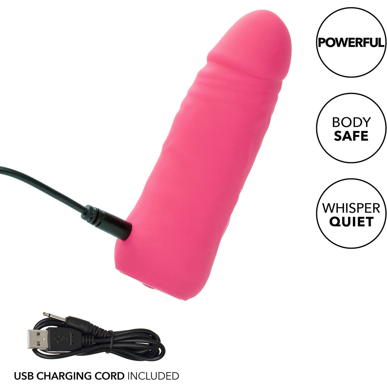 Mini Vibrating Studs Rechargeable Waterproof Silicone Dildo By CalExotics - Pink