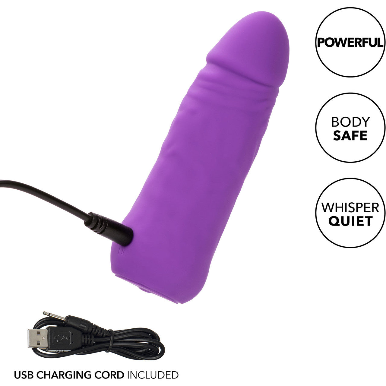 Mini Vibrating Studs Rechargeable Waterproof Silicone Dildo By CalExotics - Purple