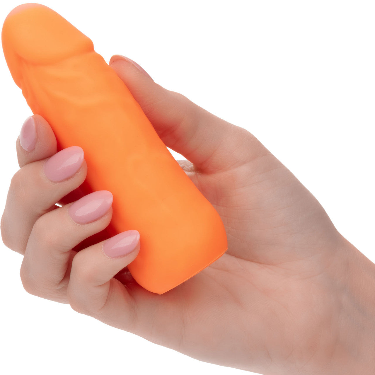 Mini Vibrating Studs Rechargeable Waterproof Silicone Dildo By CalExotics - Orange