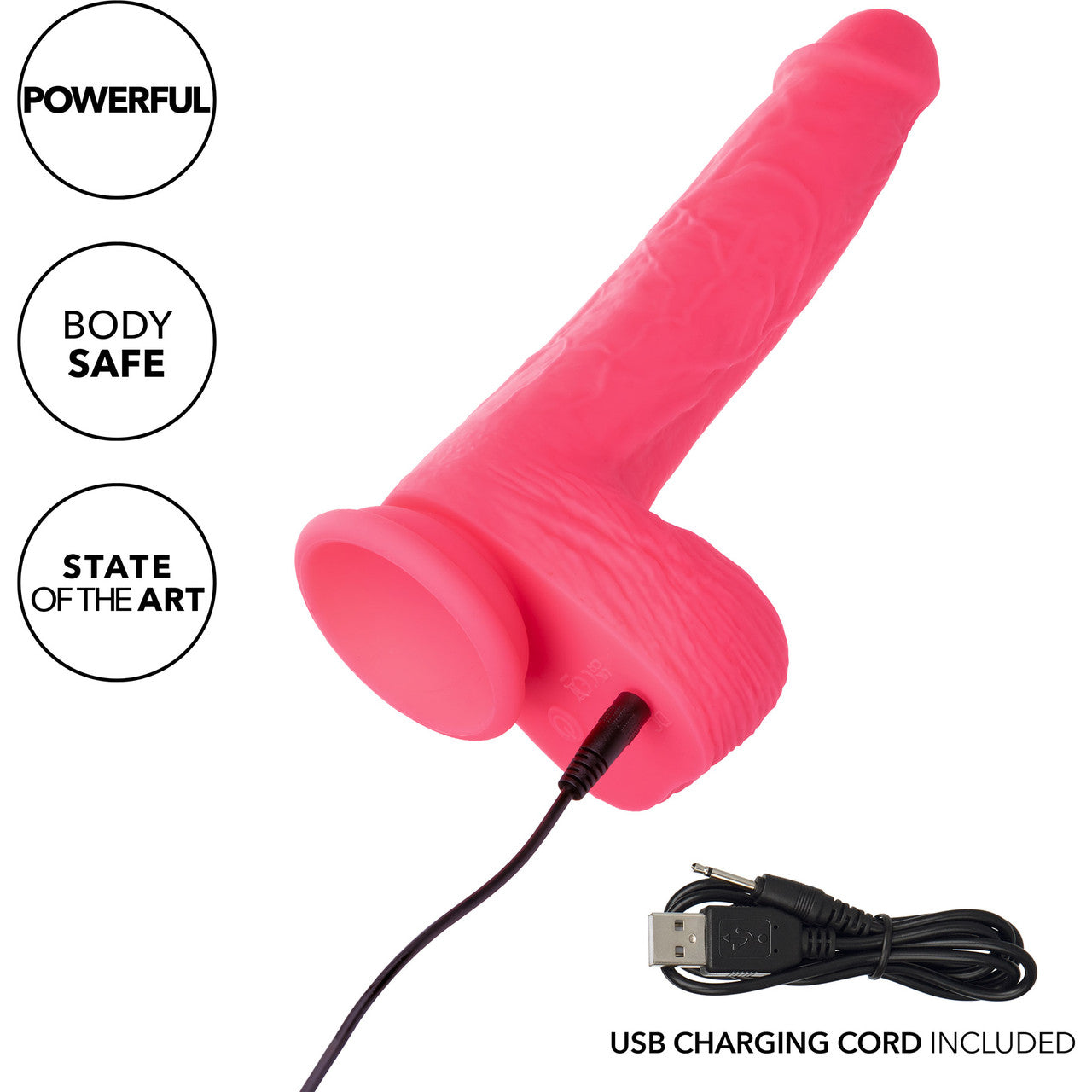 Studs 7" Rechargeable Rumbling & Thrusting Silicone Suction Cup Dildo By CalExotics - Pink