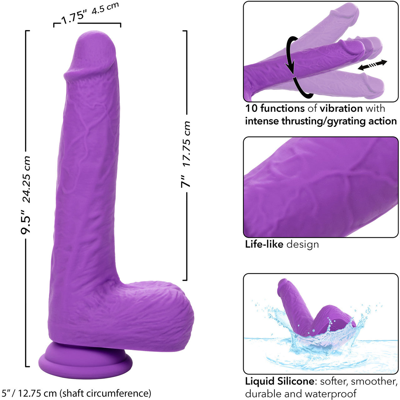 Studs 7" Gyrating & Thrusting Suction Cup Dildo Studs 7" Gyrating & Thrusting Suction Cup Dildo