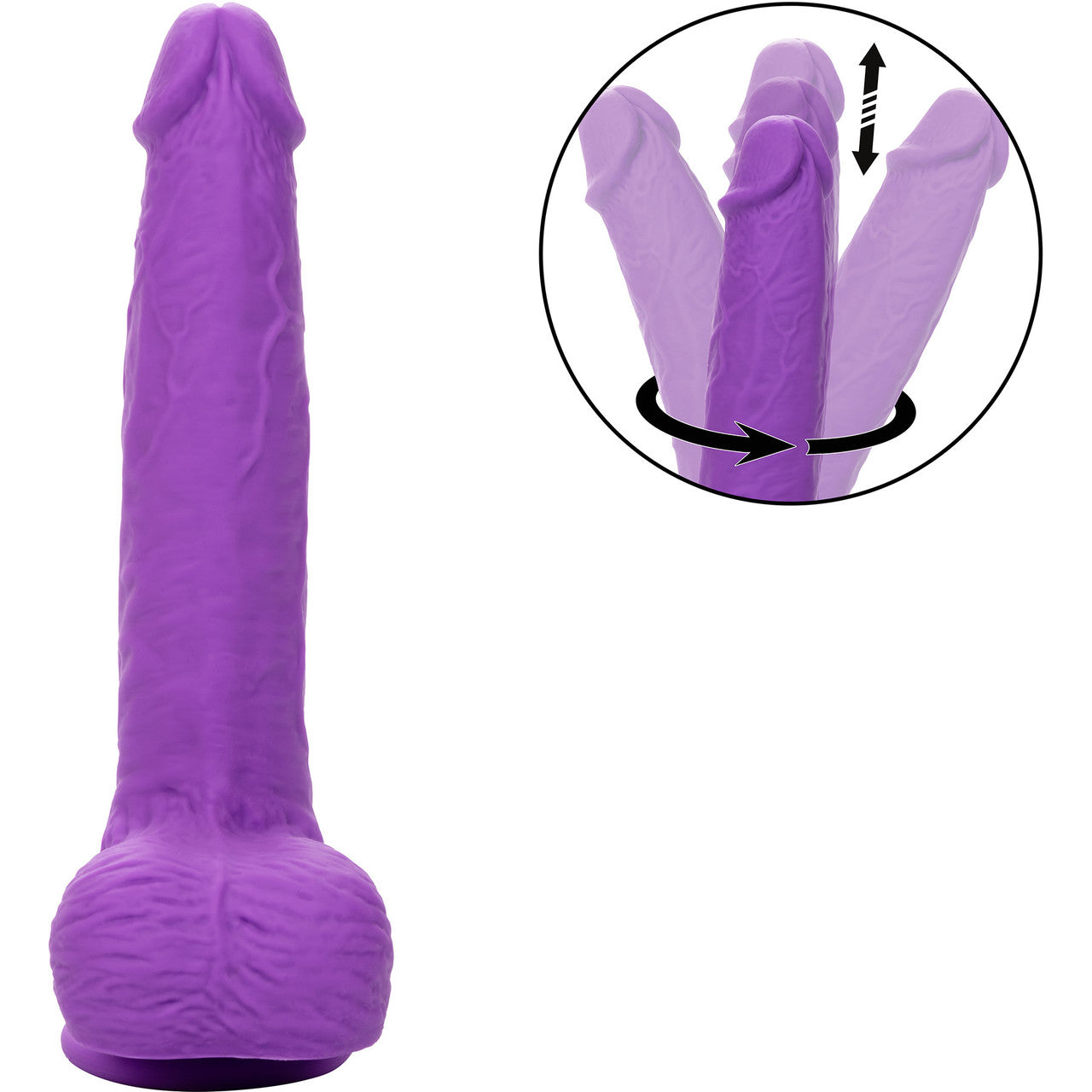 Studs 7" Rechargeable Gyrating & Thrusting Silicone Suction Cup Dildo By CalExotics - Purple