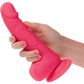 Neon Silicone Studs 6" Realistic Suction Cup Dildo With Balls By CalExotics - Pink