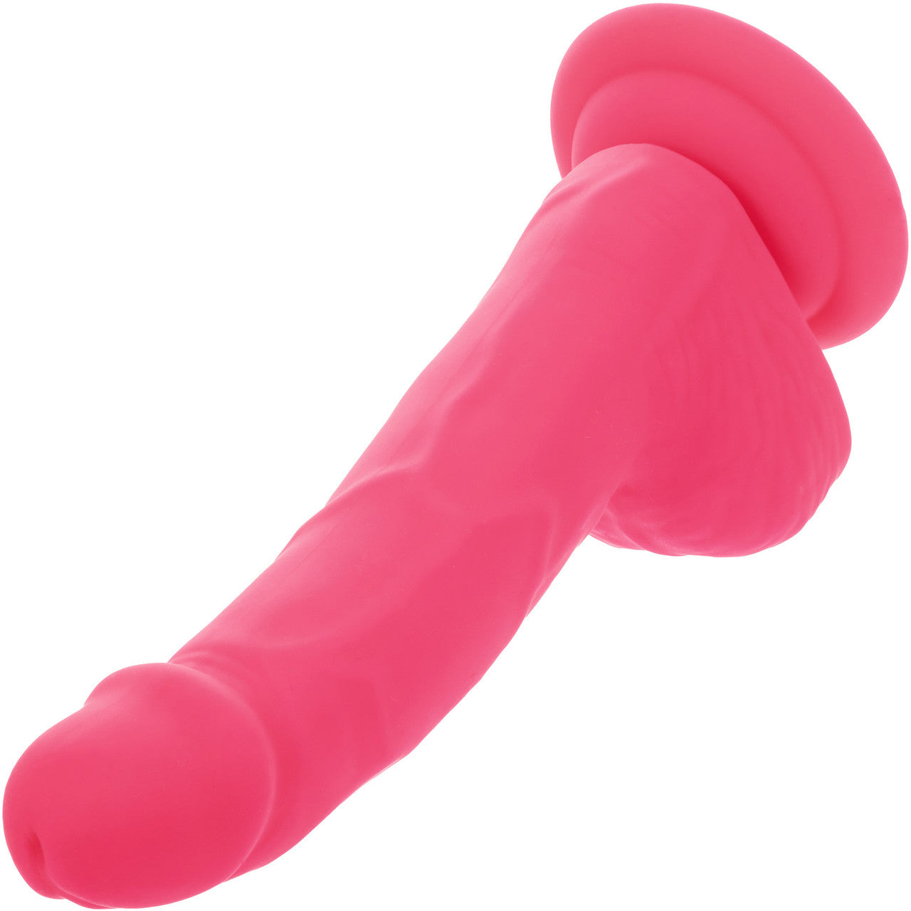 Neon Silicone Studs 6" Realistic Suction Cup Dildo With Balls By CalExotics - Pink