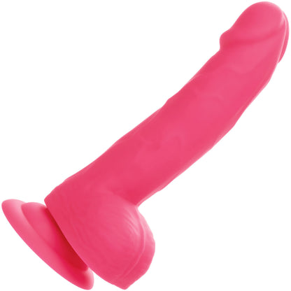 Neon Silicone Studs 6" Realistic Suction Cup Dildo With Balls By CalExotics - Pink