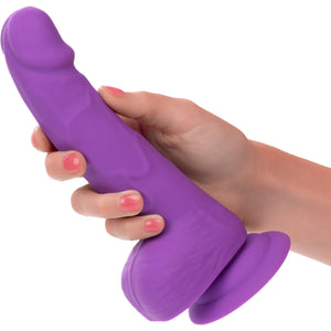 Neon Silicone Studs 6" Realistic Suction Cup Dildo With Balls By CalExotics - Purple