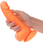 Neon Silicone Studs 6" Realistic Suction Cup Dildo With Balls By CalExotics - Orange