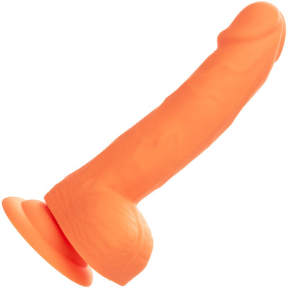 Neon Silicone Studs 6" Realistic Suction Cup Dildo With Balls By CalExotics - Orange