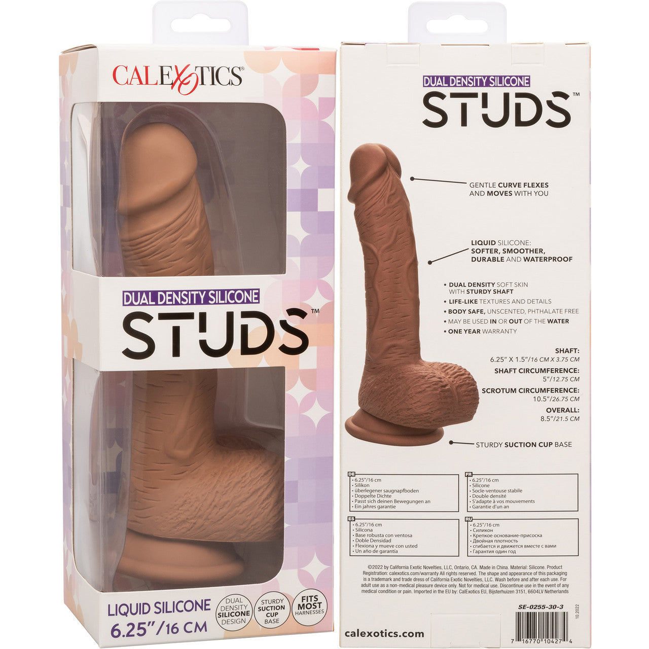 Silicone Studs Realistic 6.25" Suction Cup Dildo - Caramel