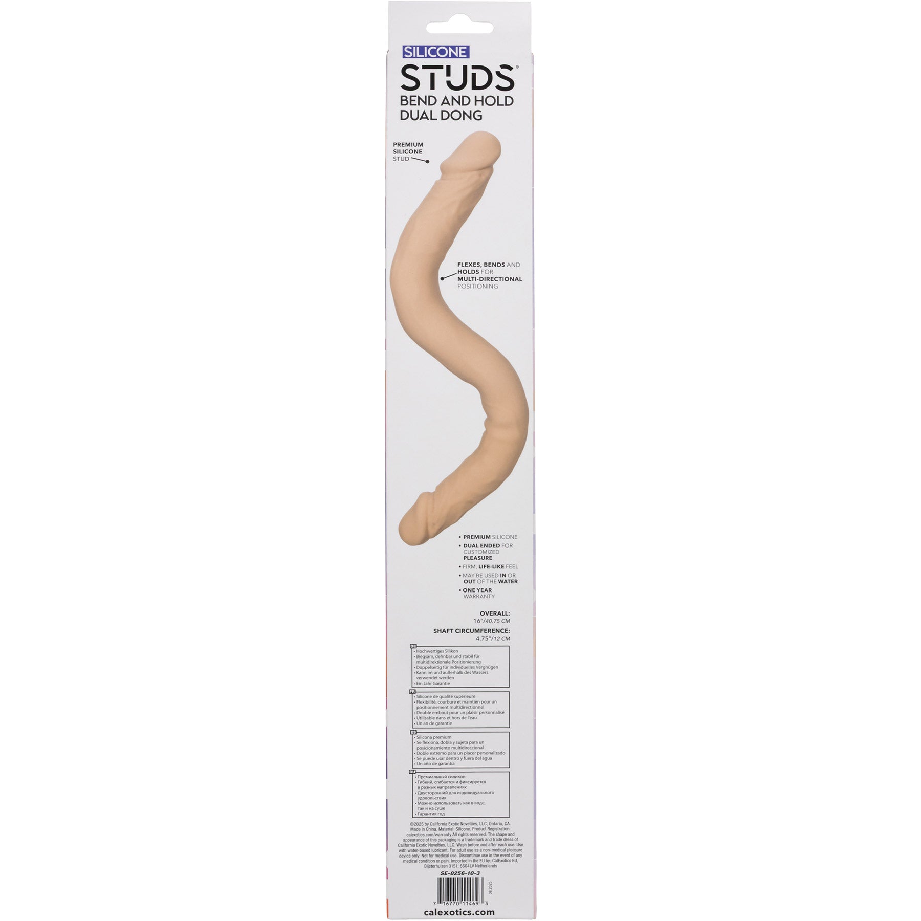 Silicone Studs® Bend And Hold 16" Silicone Dual Dong - Vanilla
